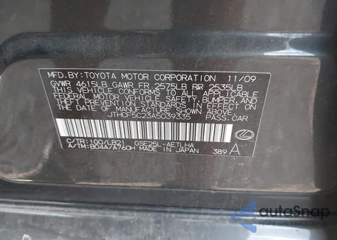 2010 Lexus Is 250 z USA, uszkodzony, nr VIN JTHCF5C23A5039335